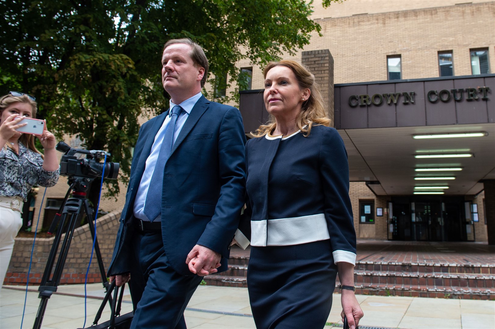 Former Conservative MP Charlie Elphicke, with MP for Dover Natalie Elphicke, leaving Southwark Crown Court during his trial (Dominic Lipinski/PA)