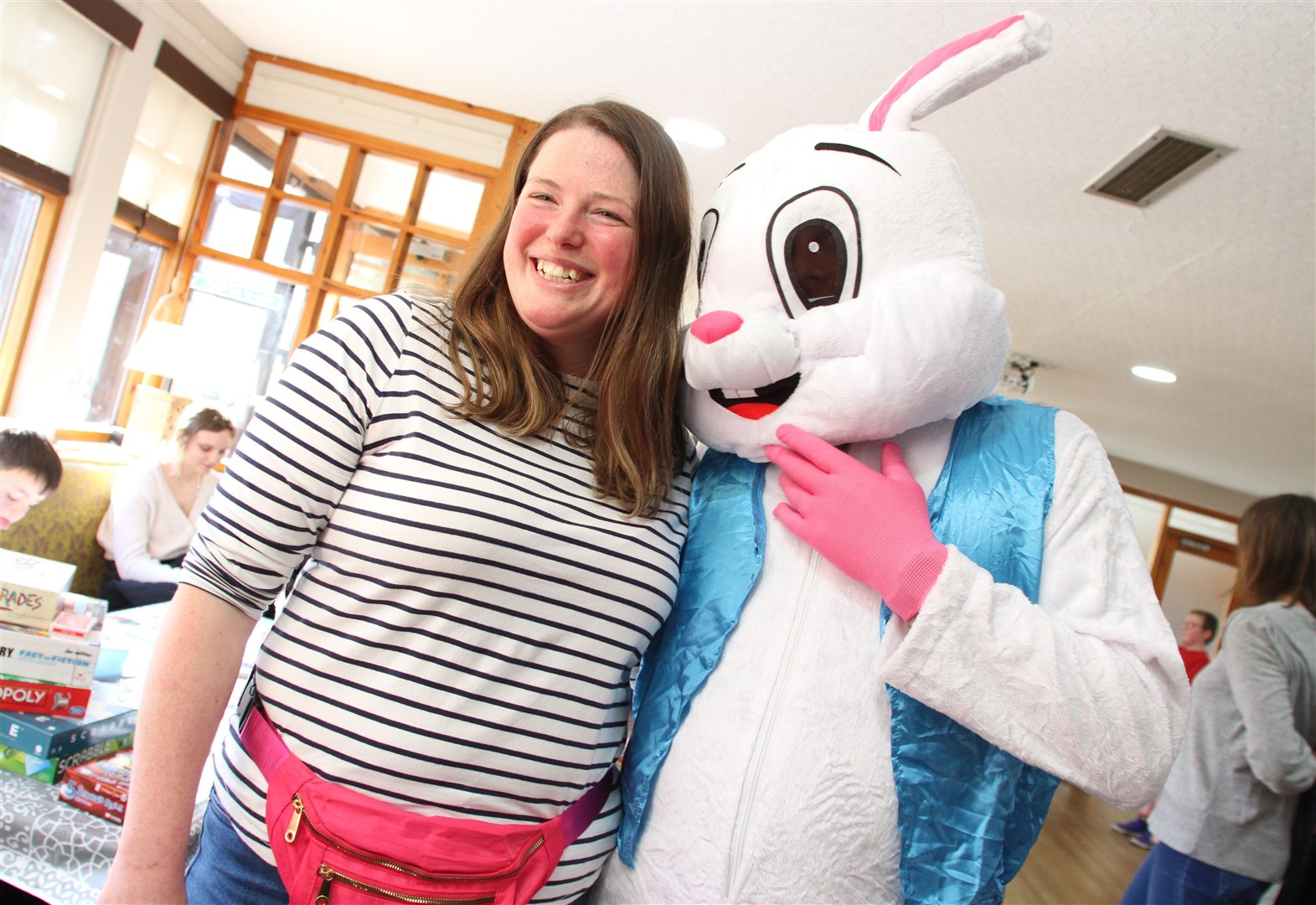 THE BUNNYSIDE PLAY PARK PROJECT: Spokesperson Kathryn Craig with an Easter pal!