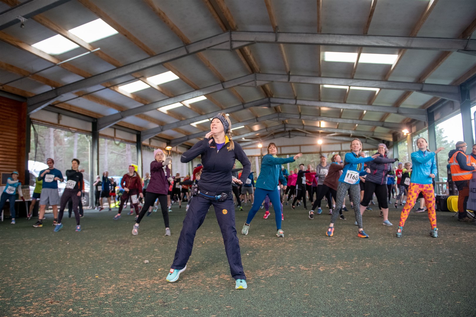 Warming up before the 10K race. Picture: Callum Mackay.