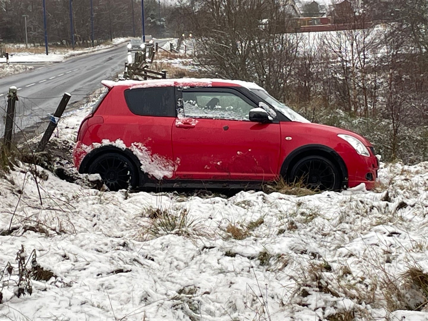 Car crash early this morning by Aviemore