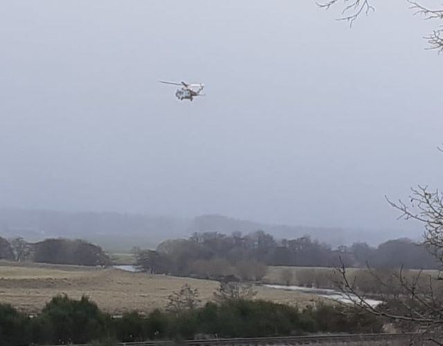 The search has been taken above the strath, by helicopter, seen here covering the Spey towards Grantown (Picture Frank Porter)