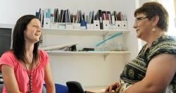 Bev Donaghy (right) talks to therapist Debbie Paterson