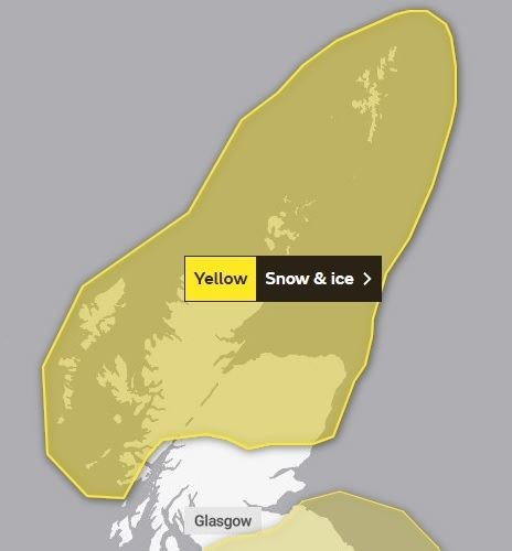 The yellow warning will now remain in force until midday on Friday. Picture: Met Office.