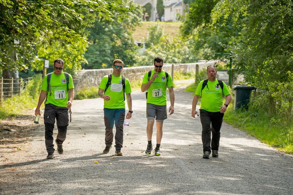 Competitors on the hiking stage of the Cairngorm to Coast event 2021.