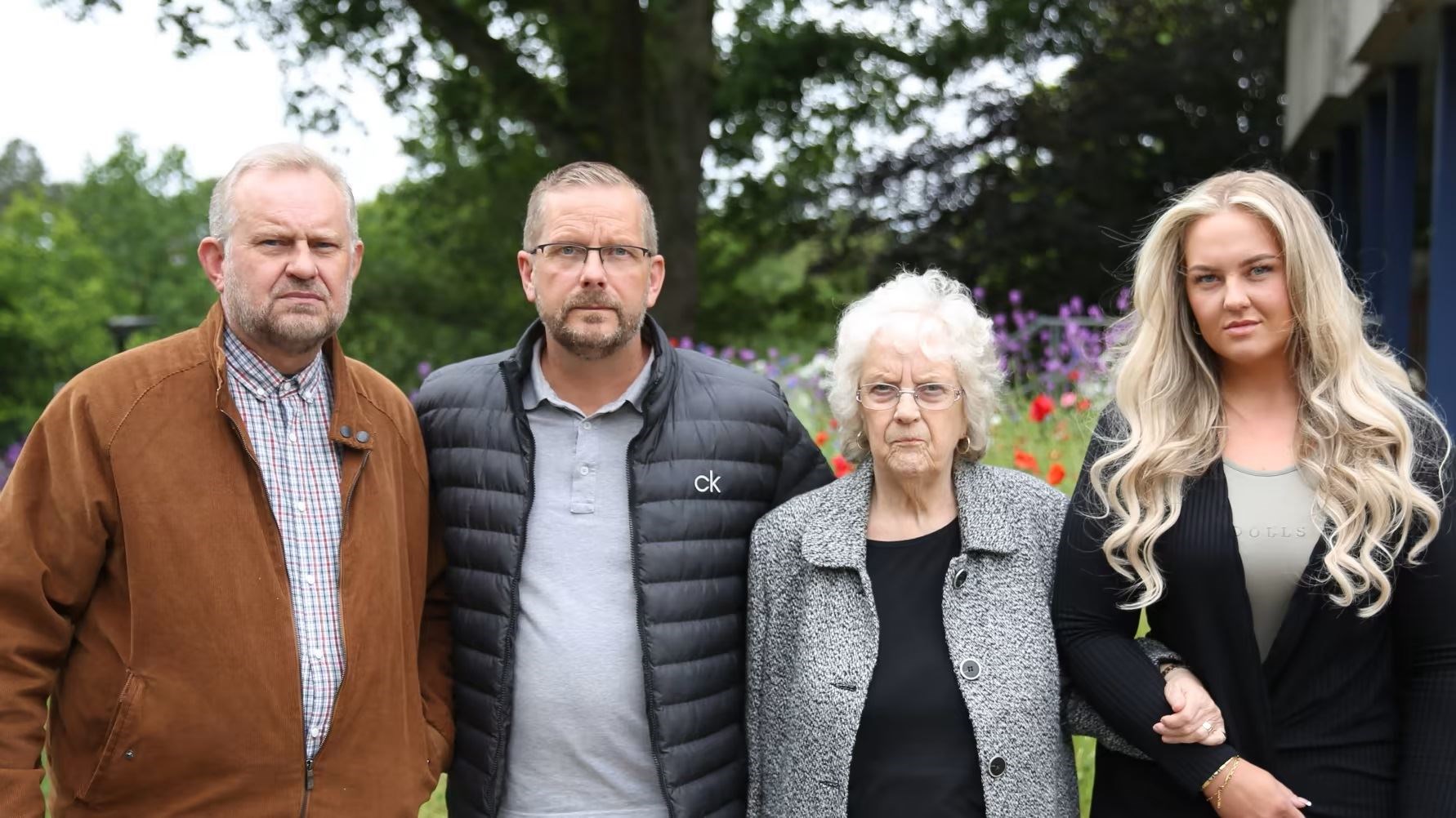(From left to right) Alfred’s grandsons Russell and Jason Lowbridge, Alfred’s daughter Julie Swinscoe and Alfred’s great grand-daughter Saffron Lowbridge (Nottinghamshire Police/PA)