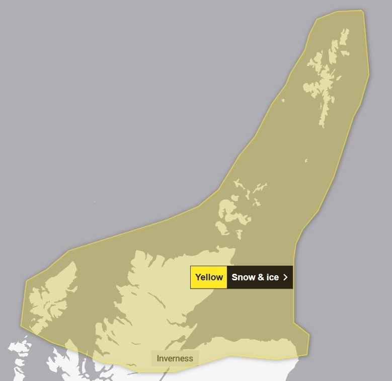 The area covered by the Met Office's warning for snow and ice. Picture: Met Office.
