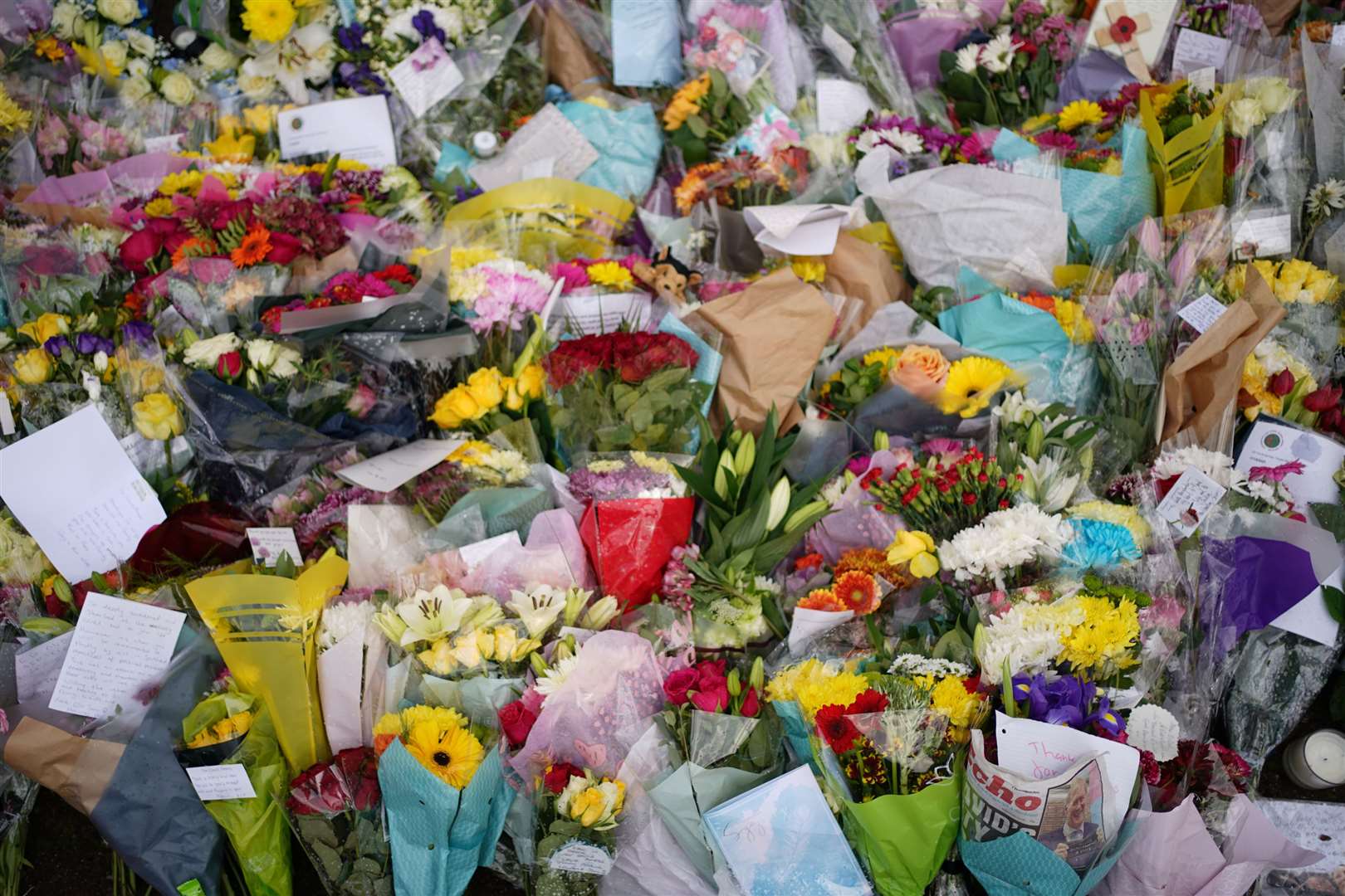Floral tributes left outside the Belfairs Methodist Church in Leigh-on-Sea (Joe Giddens/PA)