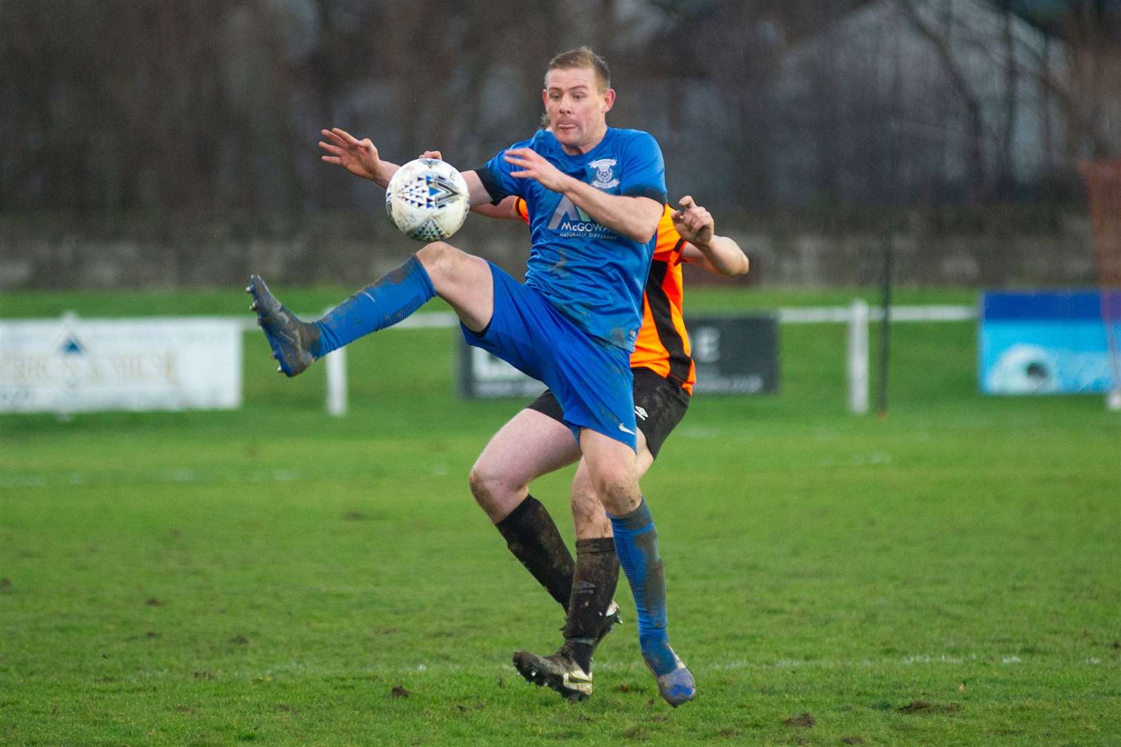 Recent arrival Kris Duncan in action against Rothes.