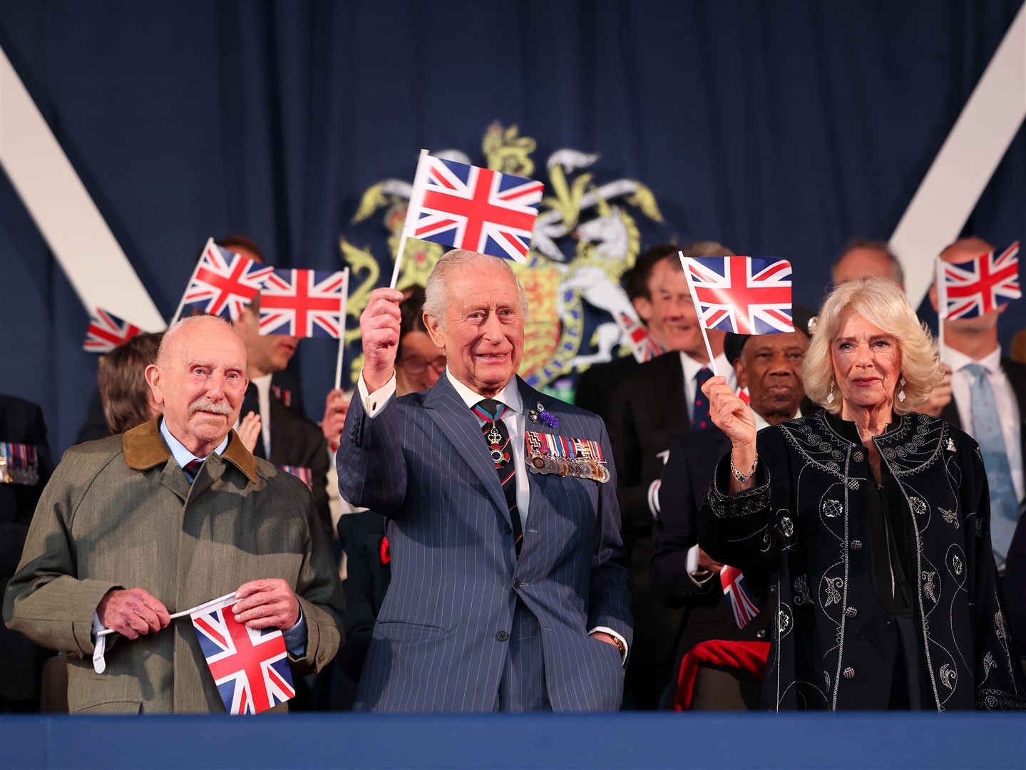 Veteran Harry Richardson with the King and Queen during the concert (Chris Jackson/PA)