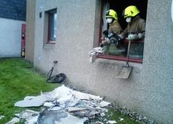 Firefighters at the scene of the blaze