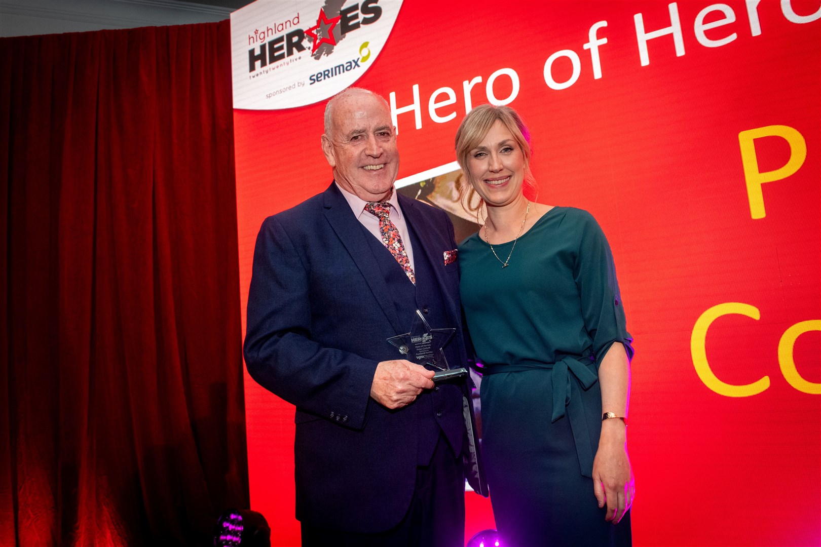 Peter Corbett was back on stage at the end of the evening as he was named the event's hero of heroes. Picture: Callum Mackay