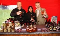 Park convener Duncan Bryden; brewery boss Sam Faircliff and Environment Minister Rich Lochhead at the launch of the beet