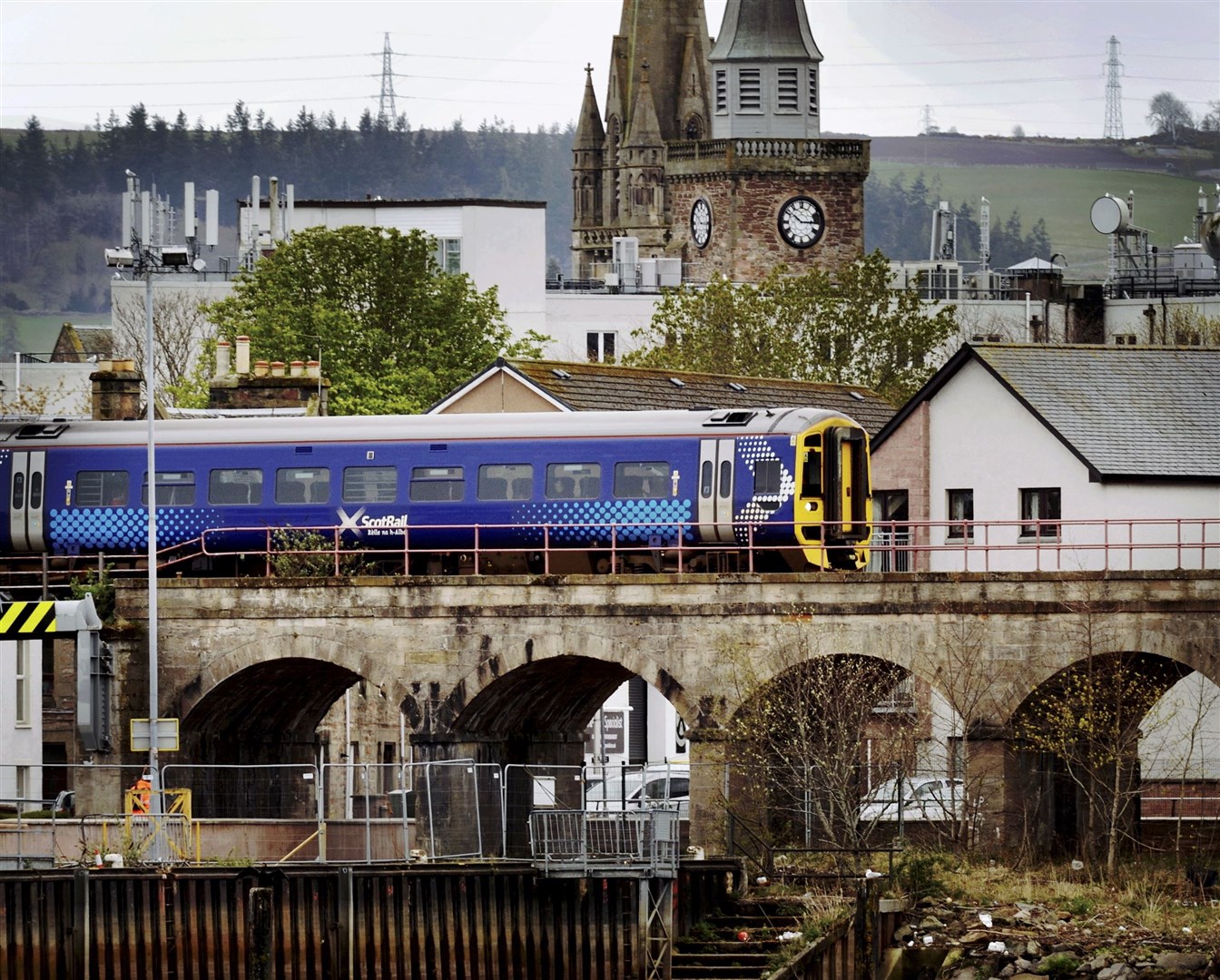 A ScotRail train heads west out of Inverness on the northern line. Picture: Gary Anthony.