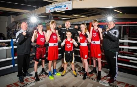 Highland Boxing Academy squad (from left) Lewis Urquhart, Billy Stewart, Ewan Gliniecki, Emily MacDonald and Lewis Urquhart and pictured below Ewan Gliniecki.