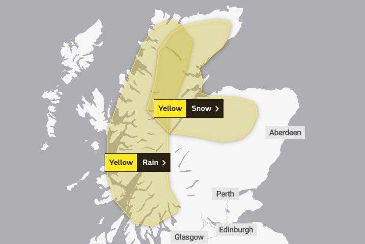 The areas covered by the two warnings. Picture: Met Office.