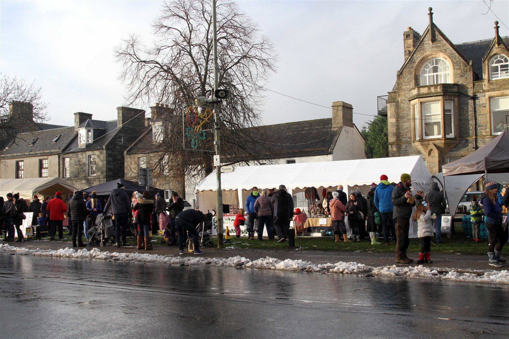 Busy stalls at Grantown Does Christmas which has been hailed a big success for the town.