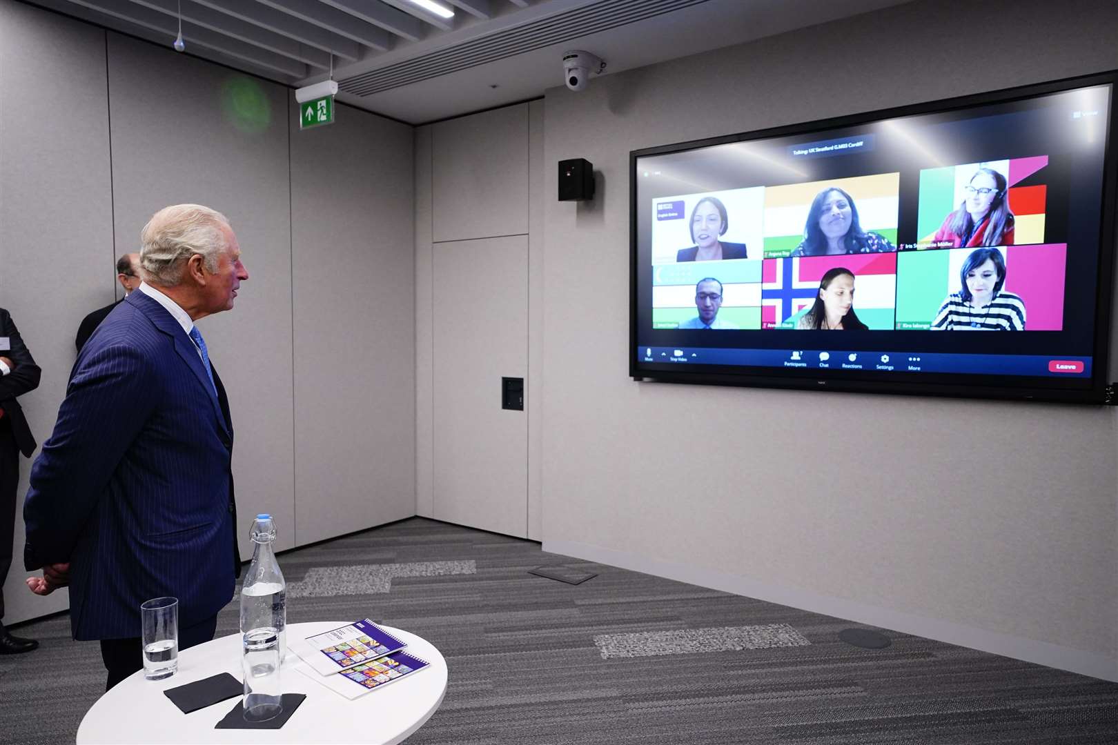 The Prince of Wales speaks to students learning English from across the globe via videolink (Aaron Chown/PA)