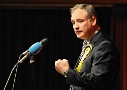 Richard Lochhead celebrates his victory
