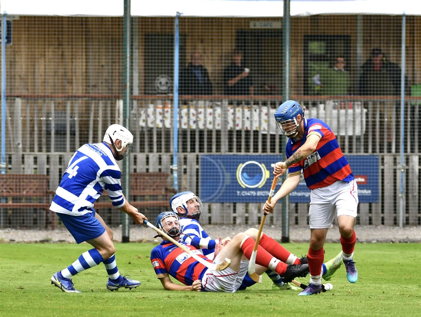 A midfield skirmish during Saturday's Badenoch derby.