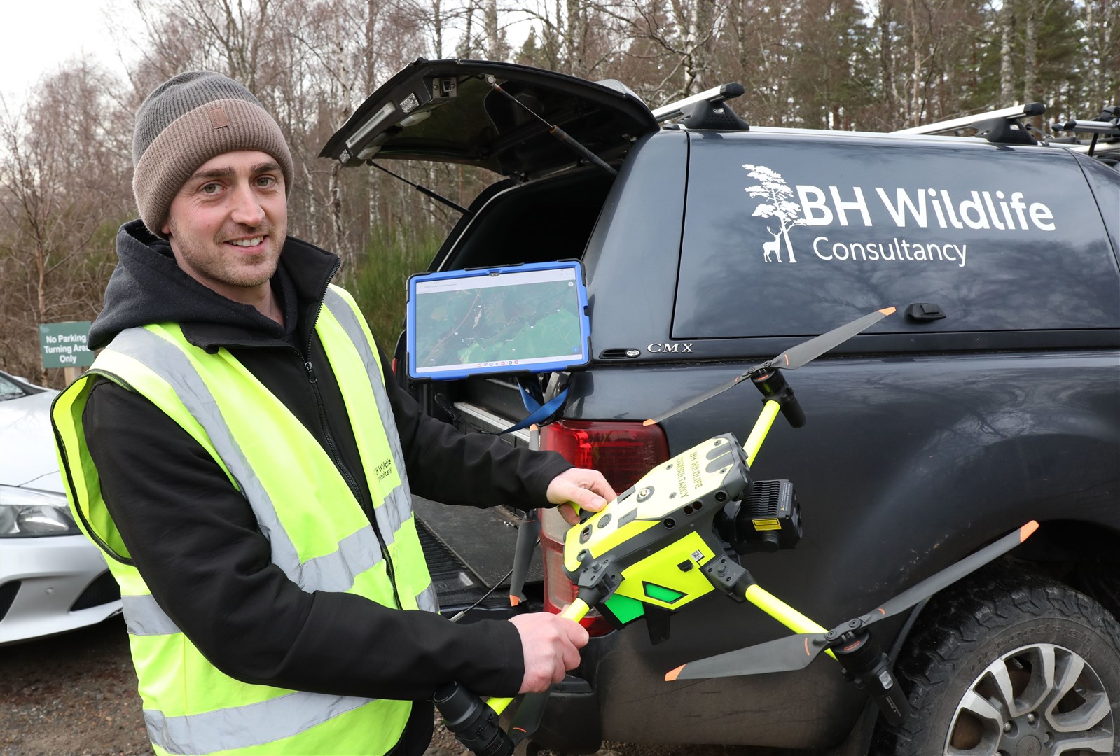 Drone operator Ben Harrower who was searching for the escaped monkey at Kincraig. (Peter Jolly)