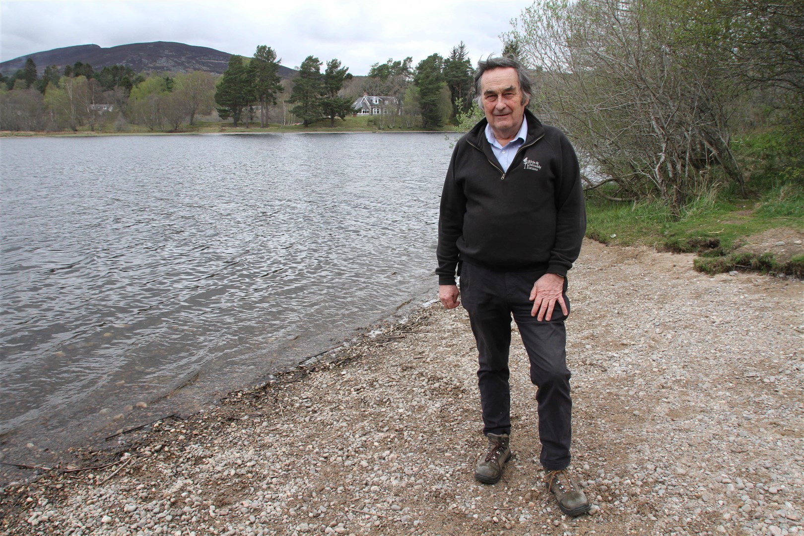 Alvie laird Jamie Williamson at the unofficial launch site at Loch Insh which is popular with kayakers and canoeists.