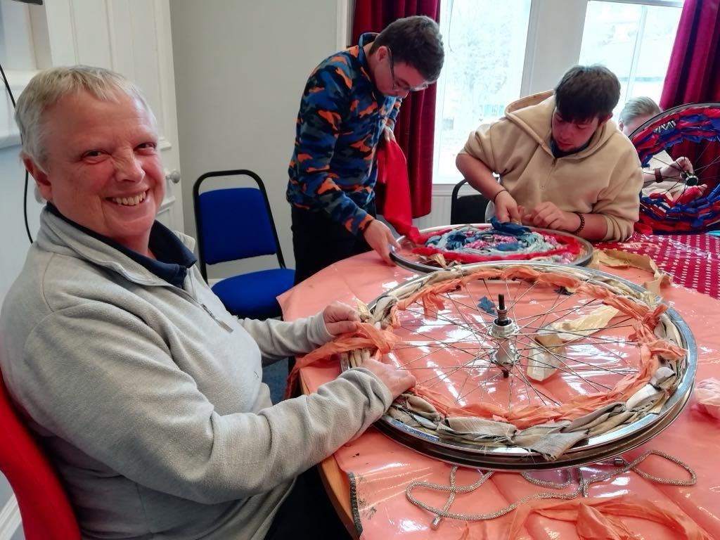 WHEEL ART: Gilly Kinnear at work