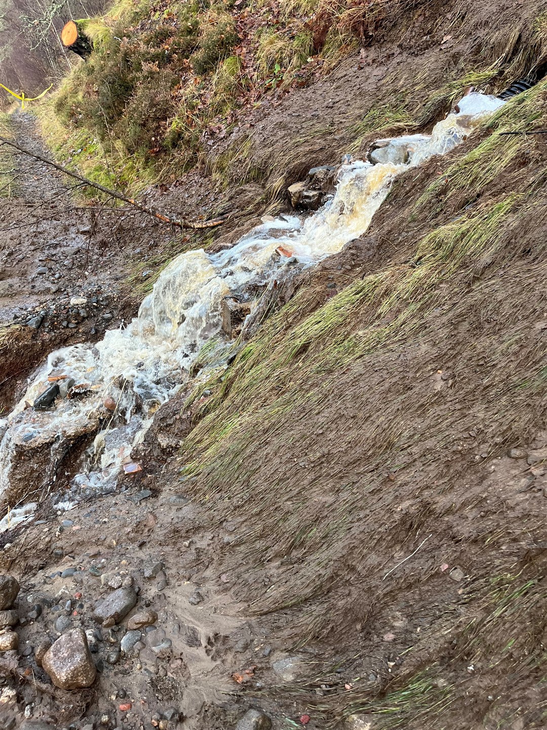 The affected section of the Newtonmore Wildcat Trail is now under water.