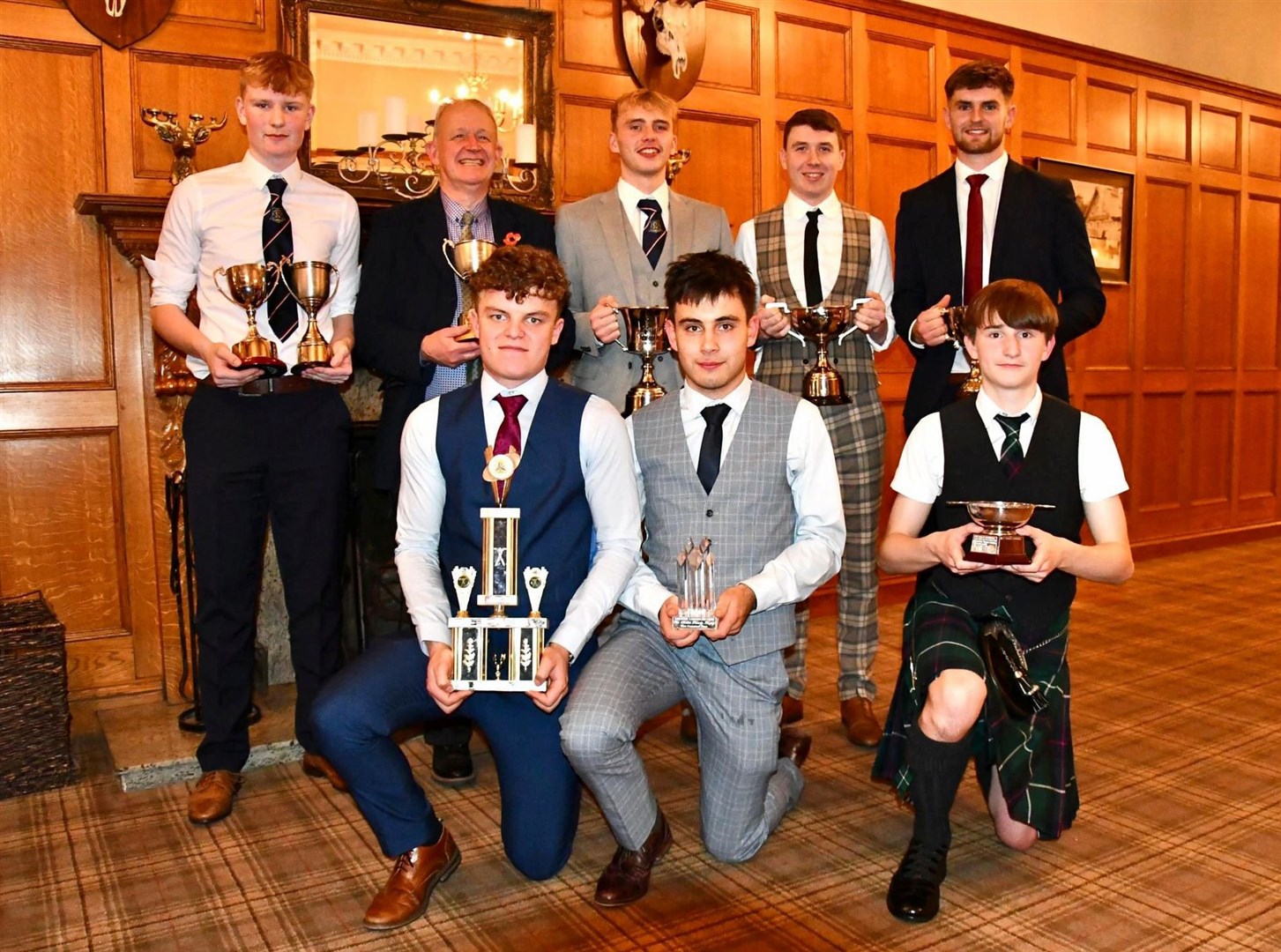 Winners on the evening and after another very successful season for the Red and Blues were Macleod Dawson, Peter Graham, Jack Nelson, Dylan Borthwick and Alexander Michie, (front) IainFraser, Eoin Baikie and Arran Campbell.All pictures: Fiona Young.