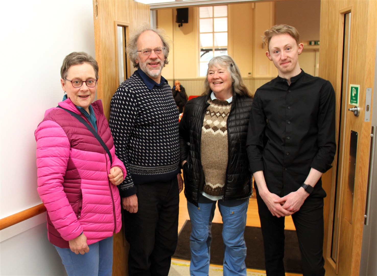 VIRTUOSI: From left, violinist Lorna Ungoed Thomas, horn player and composer Nic Bullivant, percussionist Judith Bullivant and conductor Steven Meikle. (Frances Porter)