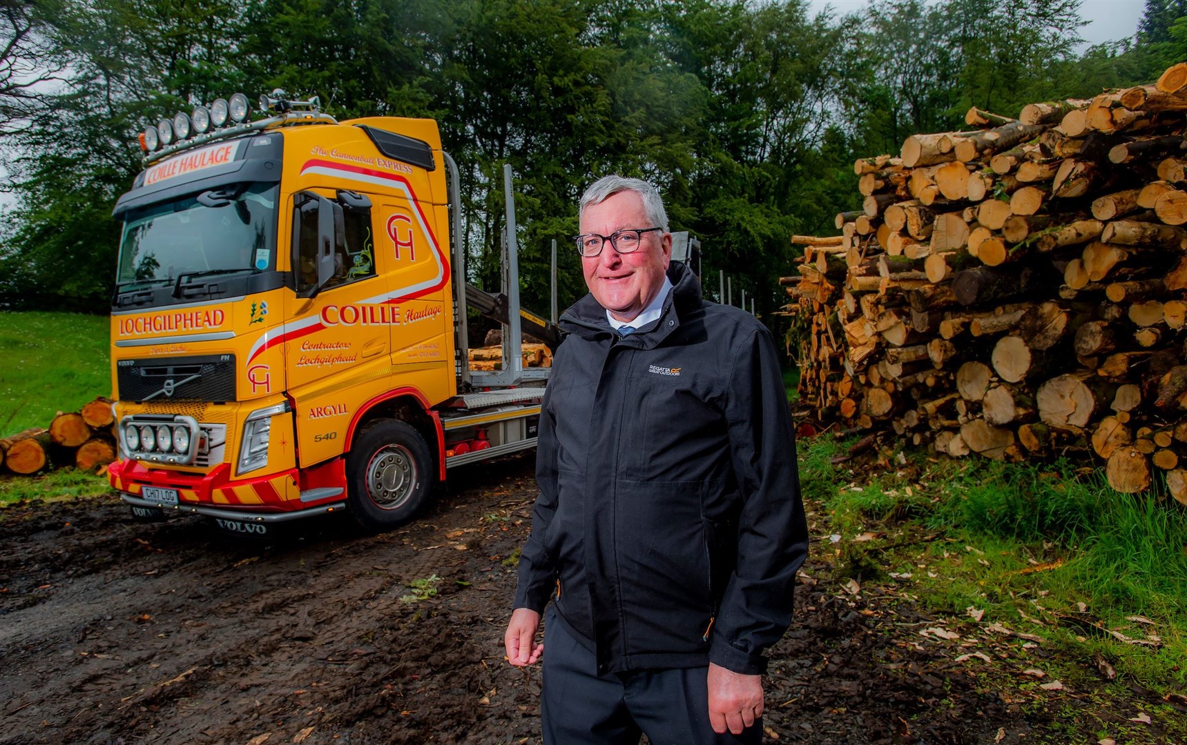 The Scottish Government's Cabinet Secretary for Rural Economy Fergus Ewing has announced funding to help alleviate impact of heavey timber lorries on Scotland's rural roads. Photo: Alan Peebles