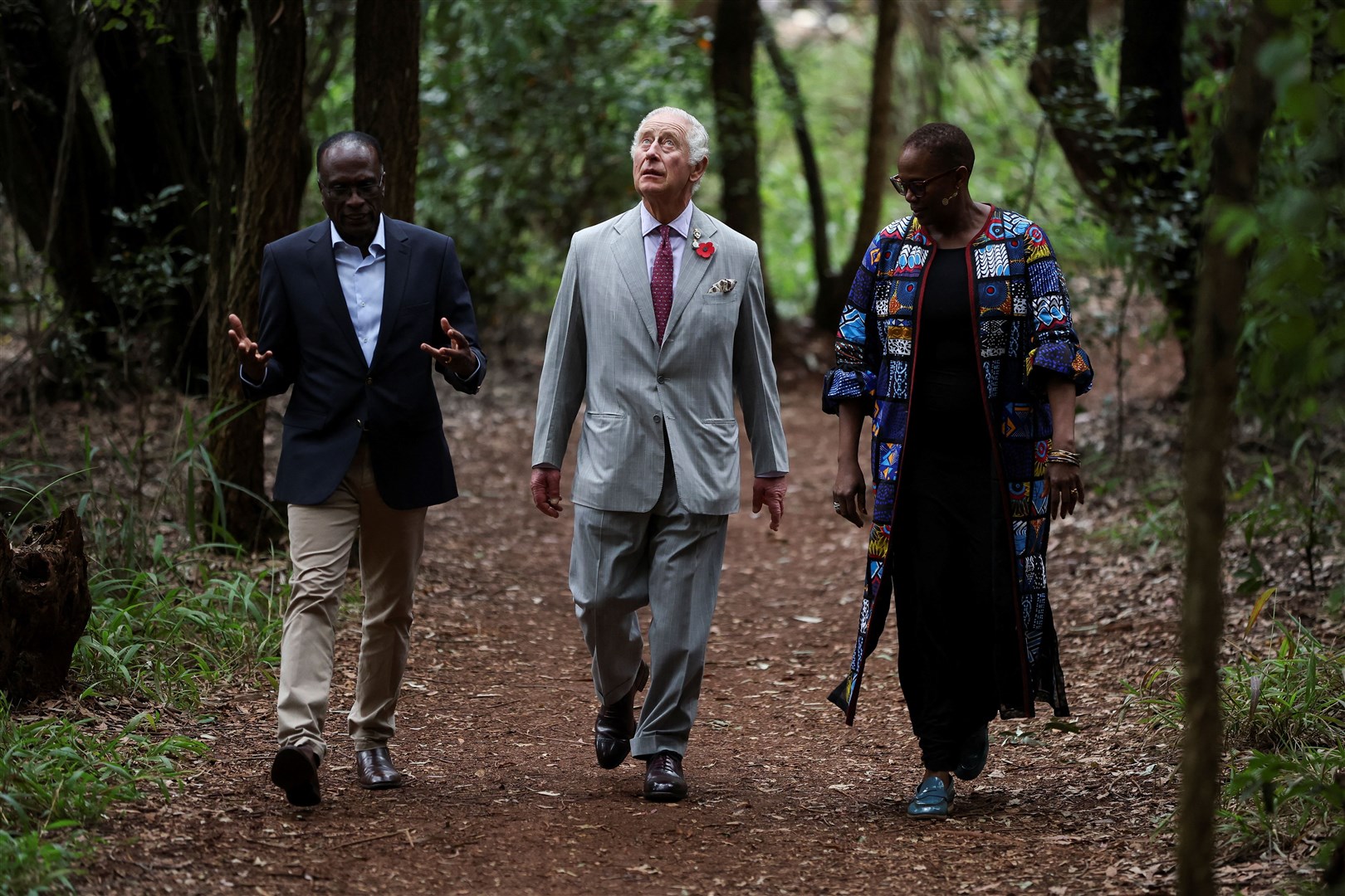 The King visited Nairobi’s Karura Forest to highlight the crucial role of green spaces in sustainable cities (Phil Noble/PA)
