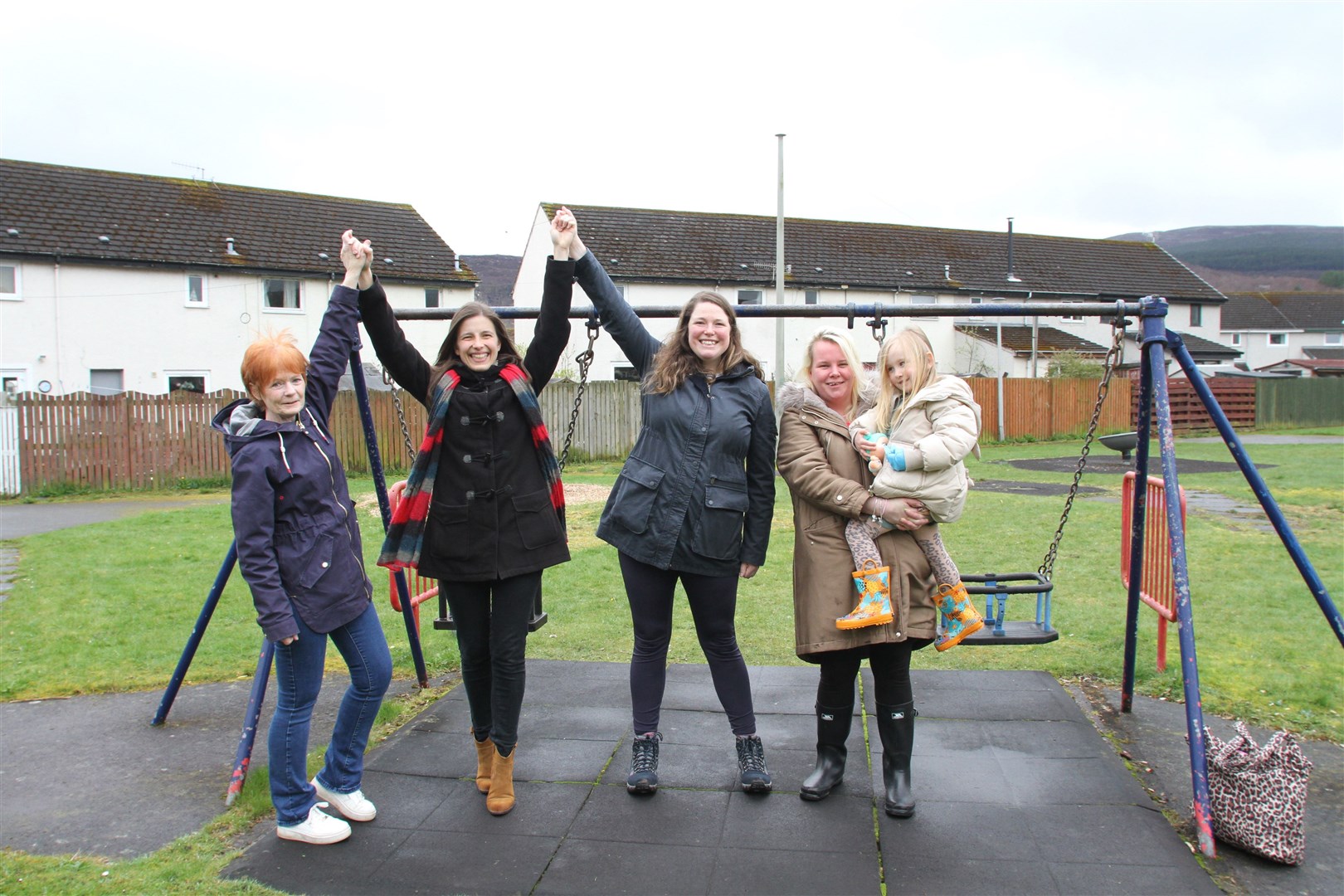 What a result! Kathryn Craig (centre), Donna Shaw (ACE director), Anna Filipek , Domi Macklin and her daughter Emi-Lou, share their delight.