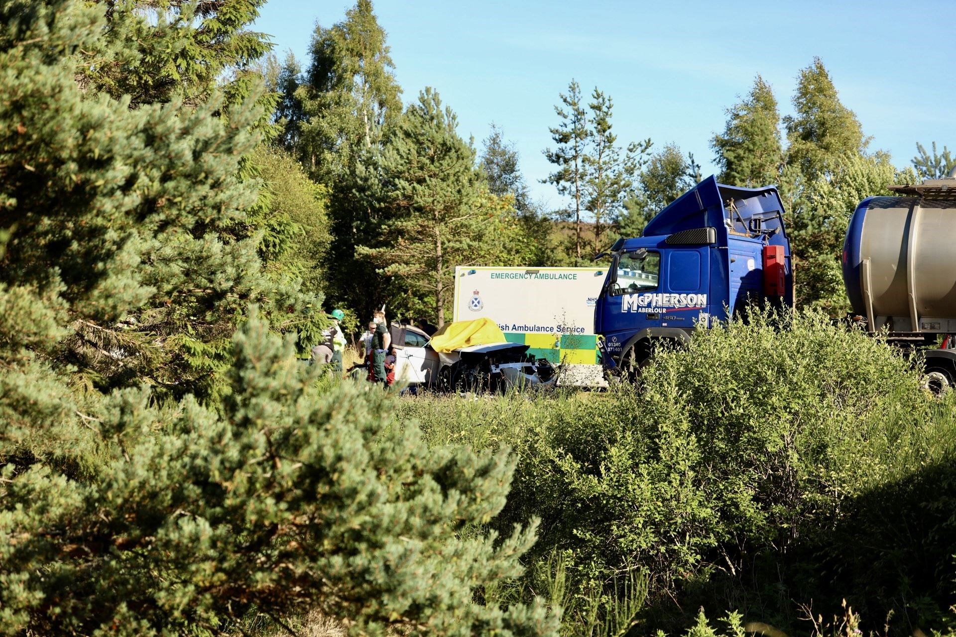 Traffic has been halted on the A9 after this evening's incident, where a road ambulance has also recently arrived