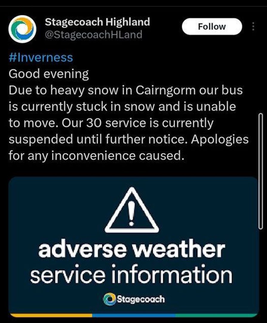 Bus stopped: the notice from Stagecoach