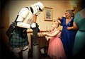 Trying to give money to a Stormtrooper. Picture: James Mackenzie.