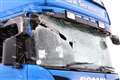 Pipe goes through lorry window on A9 