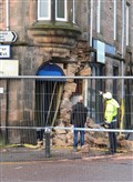 Damaged building following RTC on Grant Street as car hits former William Hill on junction with Lochalsh Road on Thursday night..Picture HN&M staff..