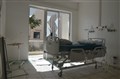 A window smashed in the ICU unit at Geiraoui Hospital in Beirut.