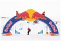 The colourful finish line for the banked slalom championship.
