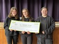 Eilidh Neillie- Rutherford, Rhona Scott and Paige Gray with the £3000 cheque.