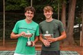 The men's doubles winners Ross Lyon and Fergus Mcwilliam with their trophies.