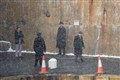 A snowstorm during the afternoon filming...Picture: Daniel Forsyth..