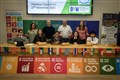 Amongst those addressing climate fears were (back) Catriona Willis Global Learning Co-ordinator, Councillor Karl Rosie, Councillor Raymond Bremner and Gemma Burnside, (front) Riley McLeod Taylor, Sophie Lambert, Mark Fernando, Ella Paterson and Asan Hussain. Picture: Callum Mackay.