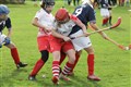 Inverness V Alba Women compete in the Women's Mod Shinty Cup at Bught Park Inverness at The Royal National Mòd 2021 in Inverness, Scotland, 9/10/21