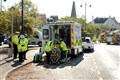 Oil tanker lorry vehicle crash on Beauly high street 16 September 2021.Picture: staff photographer.