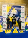 Toby Haworth on the podium after winning silver at the weekend.