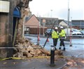 Damaged building following RTC on Grant Street as car hits former William Hill on junction with Lochalsh Road on Thursday night..Picture HN&M staff..