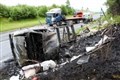 Dog killed in fire after car accident