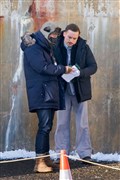 Jon Midlane (1st Assistant Director) in discussion with Finn Cole (Michael Gray).Picture: Daniel Forsyth
