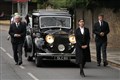 Dame Deborah James’ coffin carried by husband and son during private funeral